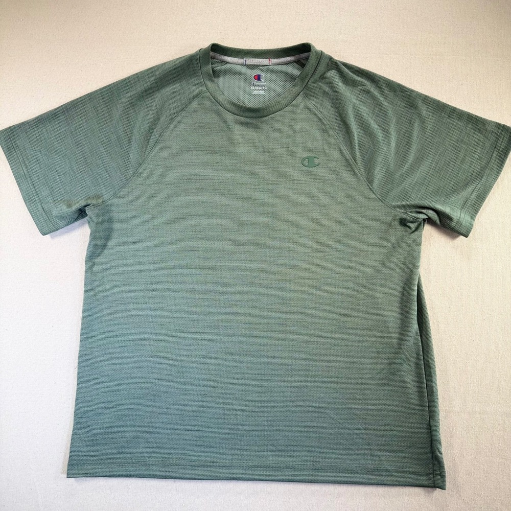 Champion Mens XL Performance T-Shirt Green Heather Raglan Mesh Athletic Classic